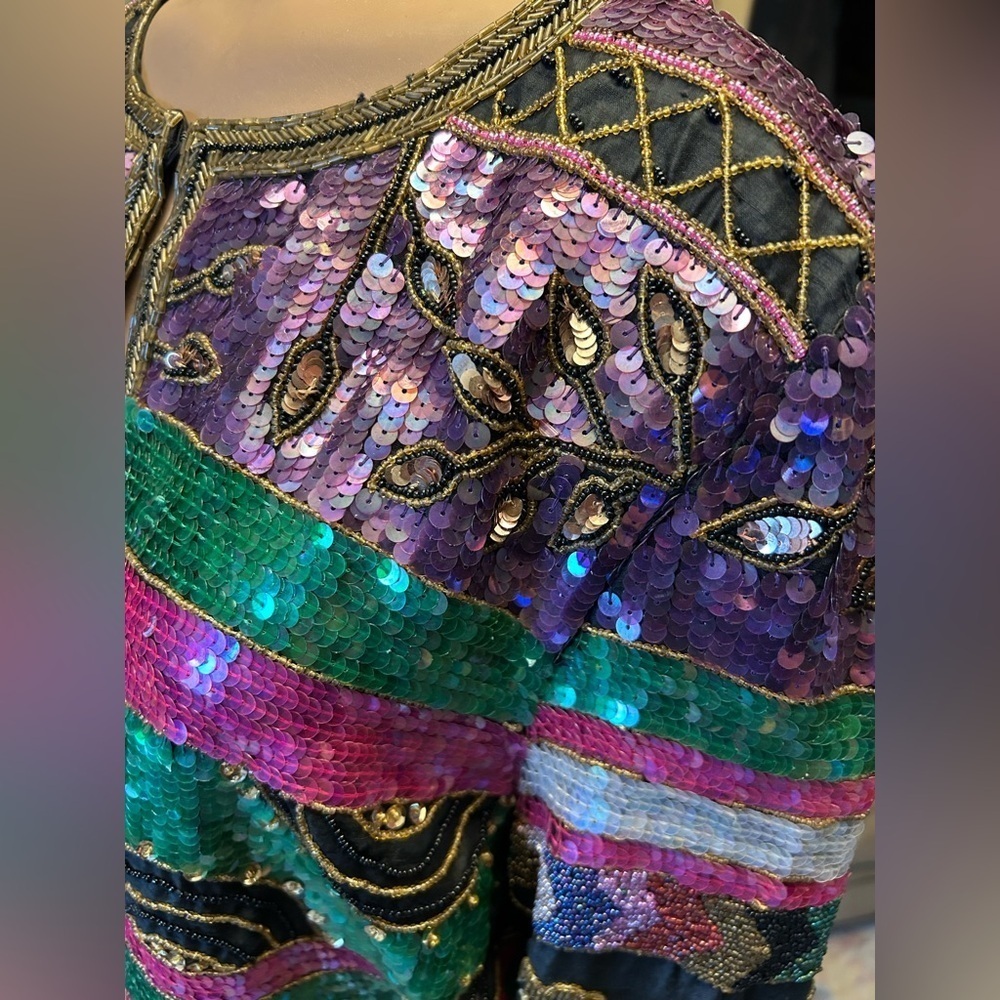 Vintage Leslie Fay Beaded Sequin Blazer Jacket Top Medium - Picture 7 of 11